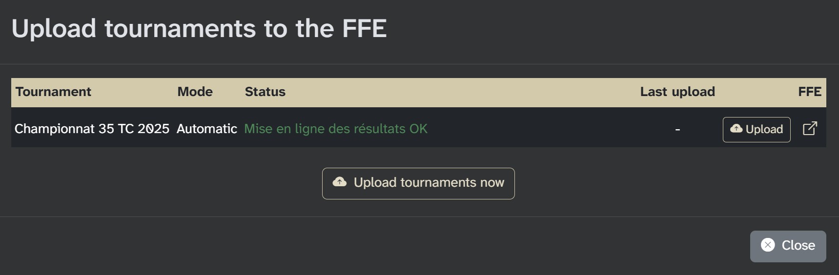 Uploading tournaments to the _FFE_ website