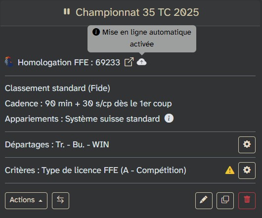 Mise en ligne automatiques activée