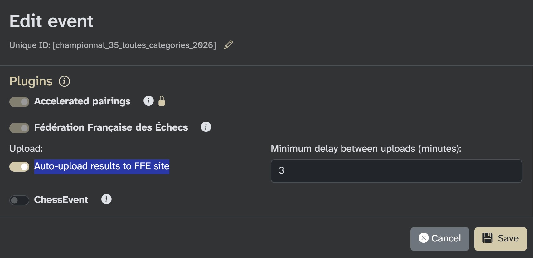 Configuring the default automatic upload