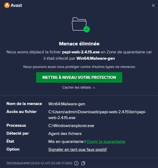 Message de _Avast_ à l'extraction de `sharly-chess-<x.y.z>.zip`
