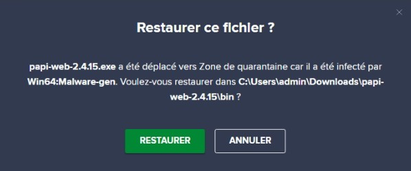 Demande de confirmation pour la sortie de quarantaine