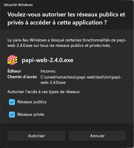 Demande d'ouverture du pare-feu _Microsoft Defender_